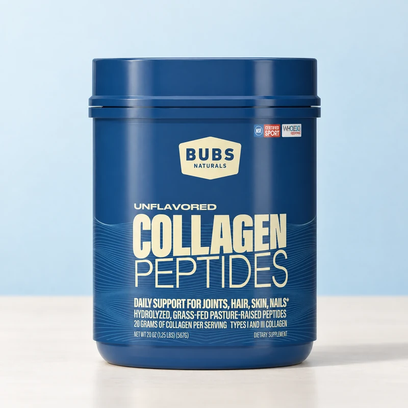 Bubs Naturals Collagen – Stronger Every Day Store BUBS Naturals Unflavored Collagen Peptides tub product package